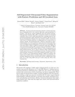 Self-Supervised Ultrasound-Video Segmentation with Feature Prediction and 3D Localised Loss