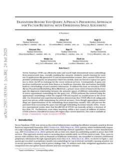 Transform Before You Query: A Privacy-Preserving Approach for Vector Retrieval with Embedding Space Alignment