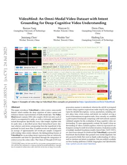 VideoMind: An Omni-Modal Video Dataset with Intent Grounding for Deep-Cognitive Video Understanding