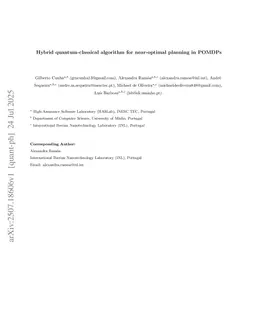 Hybrid quantum-classical algorithm for near-optimal planning in POMDPs