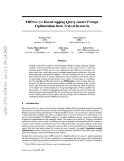 TRPrompt: Bootstrapping Query-Aware Prompt Optimization from Textual Rewards
