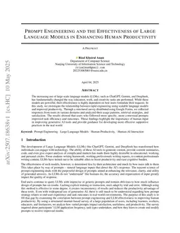 Prompt Engineering and the Effectiveness of Large Language Models in Enhancing Human Productivity