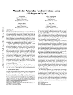 MemoCoder: Automated Function Synthesis using LLM-Supported Agents