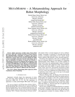 MetaMorph -- A Metamodelling Approach For Robot Morphology