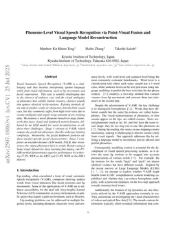 Phoneme-Level Visual Speech Recognition via Point-Visual Fusion and Language Model Reconstruction