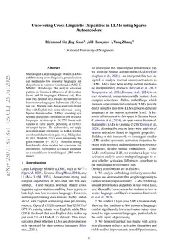 Uncovering Cross-Linguistic Disparities in LLMs using Sparse Autoencoders