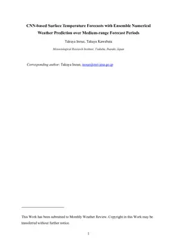 CNN-based Surface Temperature Forecasts with Ensemble Numerical Weather Prediction