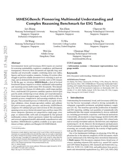MMESGBench: Pioneering Multimodal Understanding and Complex Reasoning Benchmark for ESG Tasks