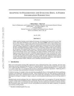 Adapting to Fragmented and Evolving Data: A Fisher Information Perspective