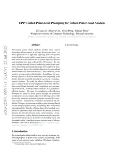 UPP: Unified Point-Level Prompting for Robust Point Cloud Analysis