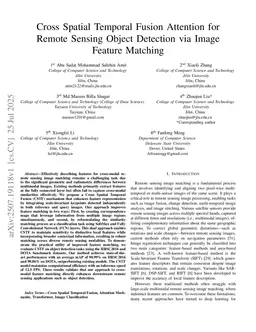 Cross Spatial Temporal Fusion Attention for Remote Sensing Object Detection via Image Feature Matching