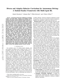 Diverse and Adaptive Behavior Curriculum for Autonomous Driving: A Student-Teacher Framework with Multi-Agent RL