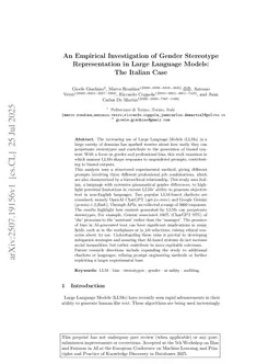 An Empirical Investigation of Gender Stereotype Representation in Large Language Models: The Italian Case