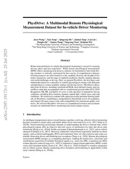 PhysDrive: A Multimodal Remote Physiological Measurement Dataset for In-vehicle Driver Monitoring