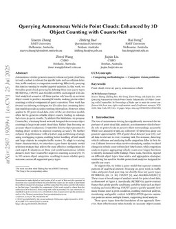 Querying Autonomous Vehicle Point Clouds: Enhanced by 3D Object Counting with CounterNet