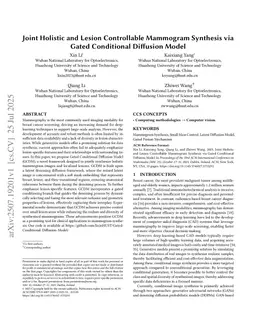 Joint Holistic and Lesion Controllable Mammogram Synthesis via Gated Conditional Diffusion Model