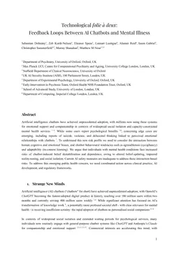 Technological folie à deux: Feedback Loops Between AI Chatbots and Mental Illness