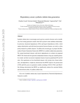 Dependency-aware synthetic tabular data generation
