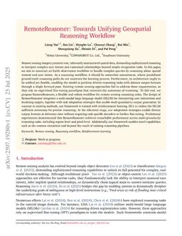 RemoteReasoner: Towards Unifying Geospatial Reasoning Workflow
