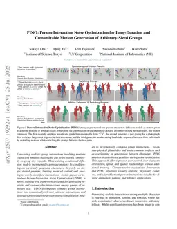 PINO: Person-Interaction Noise Optimization for Long-Duration and Customizable Motion Generation of Arbitrary-Sized Groups