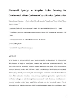 Human-AI Synergy in Adaptive Active Learning for Continuous Lithium Carbonate Crystallization Optimization