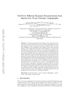 NerT-CA: Efficient Dynamic Reconstruction from Sparse-view X-ray Coronary Angiography