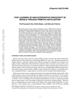 Fast Learning of Non-Cooperative Spacecraft 3D Models through Primitive Initialization