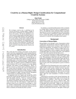 Creativity as a Human Right: Design Considerations for Computational Creativity Systems