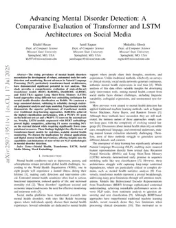 Advancing Mental Disorder Detection: A Comparative Evaluation of Transformer and LSTM Architectures on Social Media