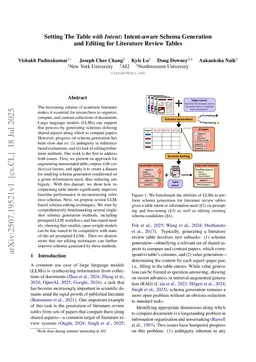 Intent-Aware Schema Generation And Refinement For Literature Review Tables