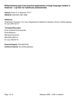 Differentiating hype from practical applications of large language models in medicine - a primer for healthcare professionals