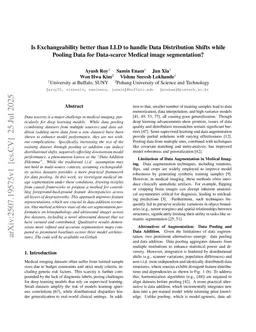 Is Exchangeability better than I.I.D to handle Data Distribution Shifts while Pooling Data for Data-scarce Medical image segmentation?