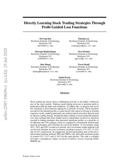 Directly Learning Stock Trading Strategies Through Profit Guided Loss Functions