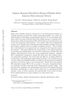 Adaptive Bayesian Data-Driven Design of Reliable Solder Joints for Micro-electronic Devices