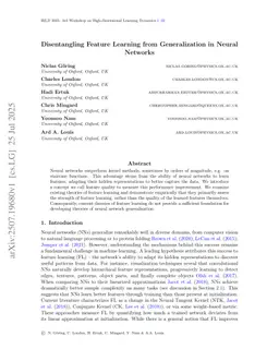 Feature learning is decoupled from generalization in high capacity neural networks
