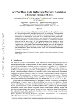 Are You There God? Lightweight Narrative Annotation of Christian Fiction with LMs