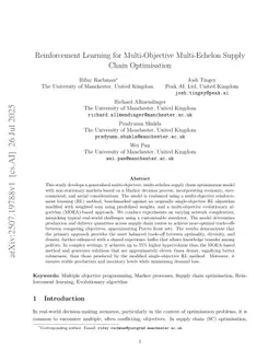 Reinforcement Learning for Multi-Objective Multi-Echelon Supply Chain Optimisation