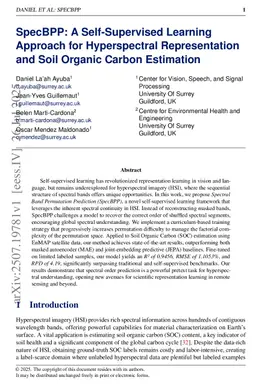 SpecBPP: A Self-Supervised Learning Approach for Hyperspectral Representation and Soil Organic Carbon Estimation