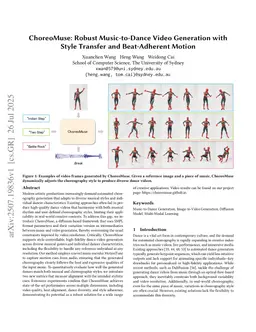ChoreoMuse: Robust Music-to-Dance Video Generation with Style Transfer and Beat-Adherent Motion