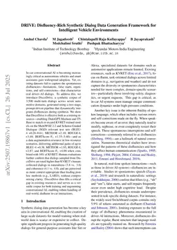 DRIVE: Disfluency-Rich Synthetic Dialog Data Generation Framework for Intelligent Vehicle Environments