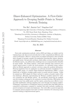 Dimer-Enhanced Optimization: A First-Order Approach to Escaping Saddle Points in Neural Network Training
