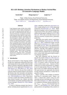 KLAAD: Refining Attention Mechanisms to Reduce Societal Bias in Generative Language Models