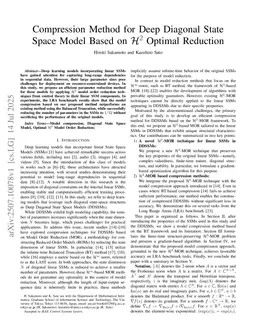 Compression Method for Deep Diagonal State Space Model Based on $H^2$ Optimal Reduction