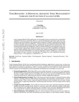ToolRegistry: A Protocol-Agnostic Tool Management Library for Function-Calling LLMs
