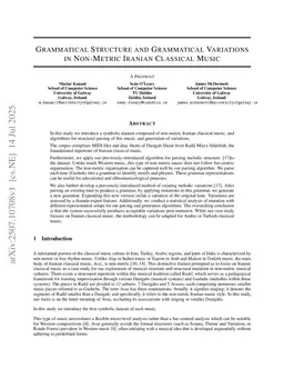 Grammatical Structure and Grammatical Variations in Non-Metric Iranian Classical Music