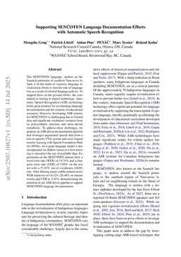 Supporting SENCOTEN Language Documentation Efforts with Automatic Speech Recognition