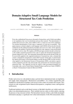Domain-Adaptive Small Language Models for Structured Tax Code Prediction