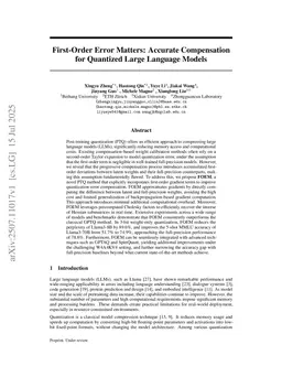 First-Order Error Matters: Accurate Compensation for Quantized Large Language Models