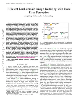 Efficient Dual-domain Image Dehazing with Haze Prior Perception