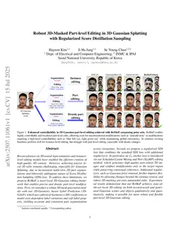 Robust 3D-Masked Part-level Editing in 3D Gaussian Splatting with Regularized Score Distillation Sampling